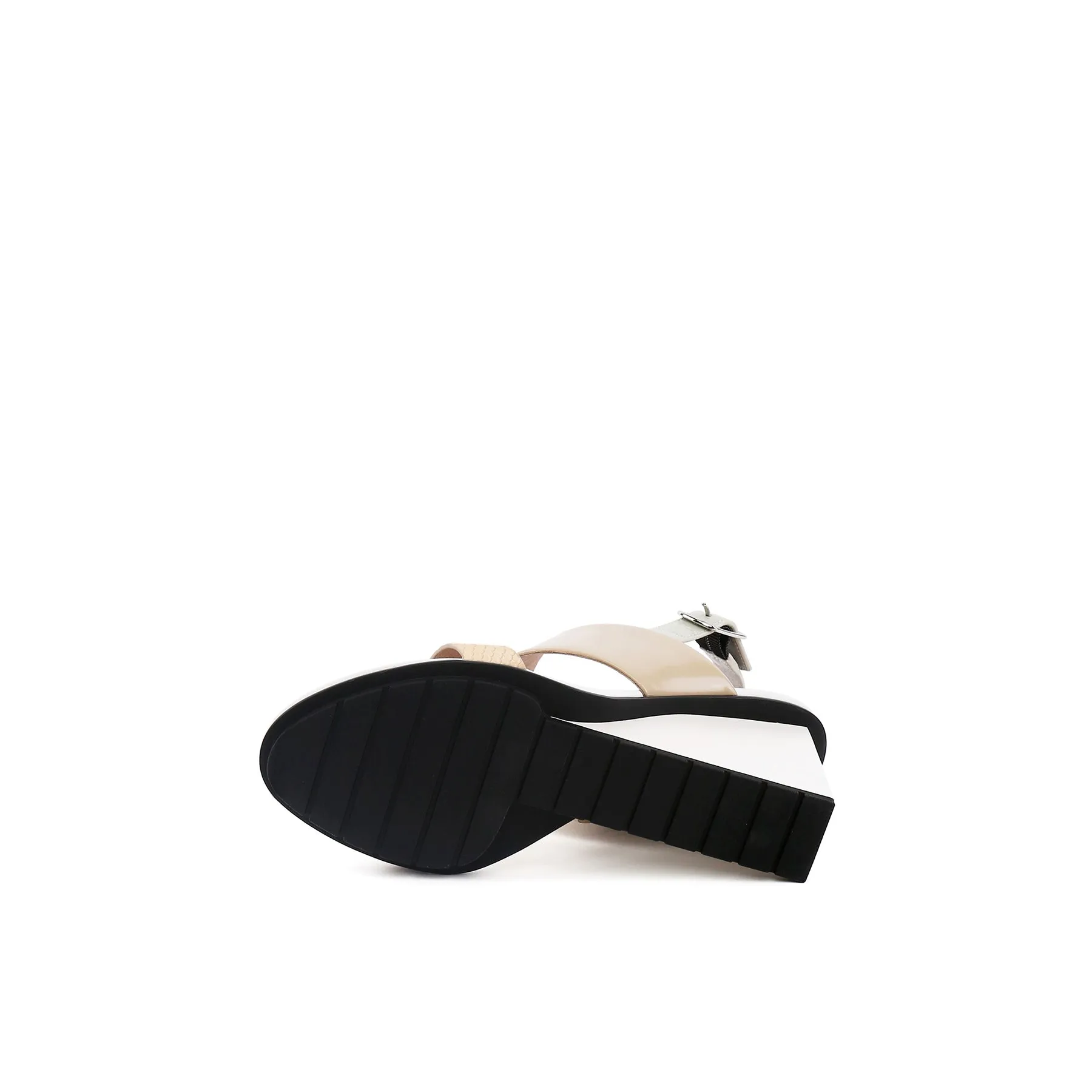 Leather Slingback Wedge Sandal - Neutral