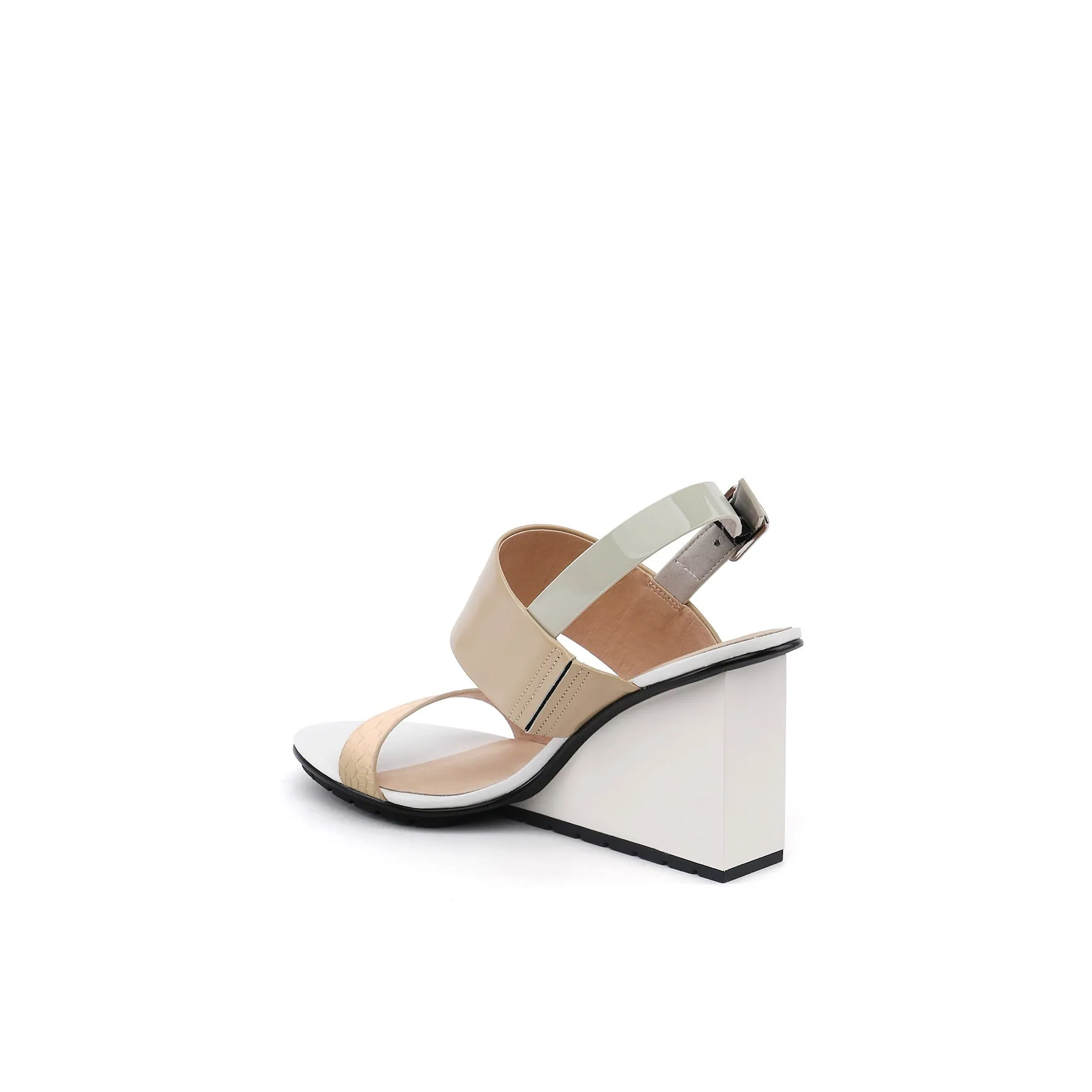 Leather Slingback Wedge Sandal - Neutral