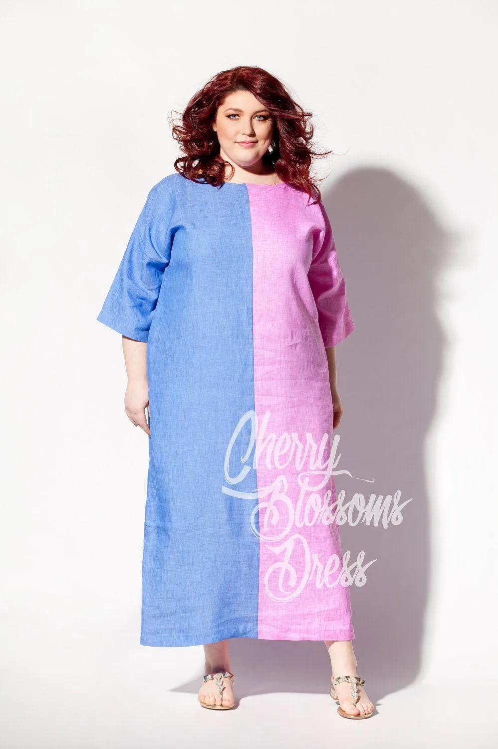 Linen Kaftan Dress, Colorblock Dress, Plus Size Linen, Boho Clothing, Summer Linen Dress, Oversize Dress, Pocket Dress, Loose Linen Dress