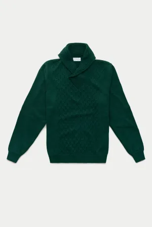 Long Sleeve Wool Knitted Shawl Collar Sweater 3 Color Options