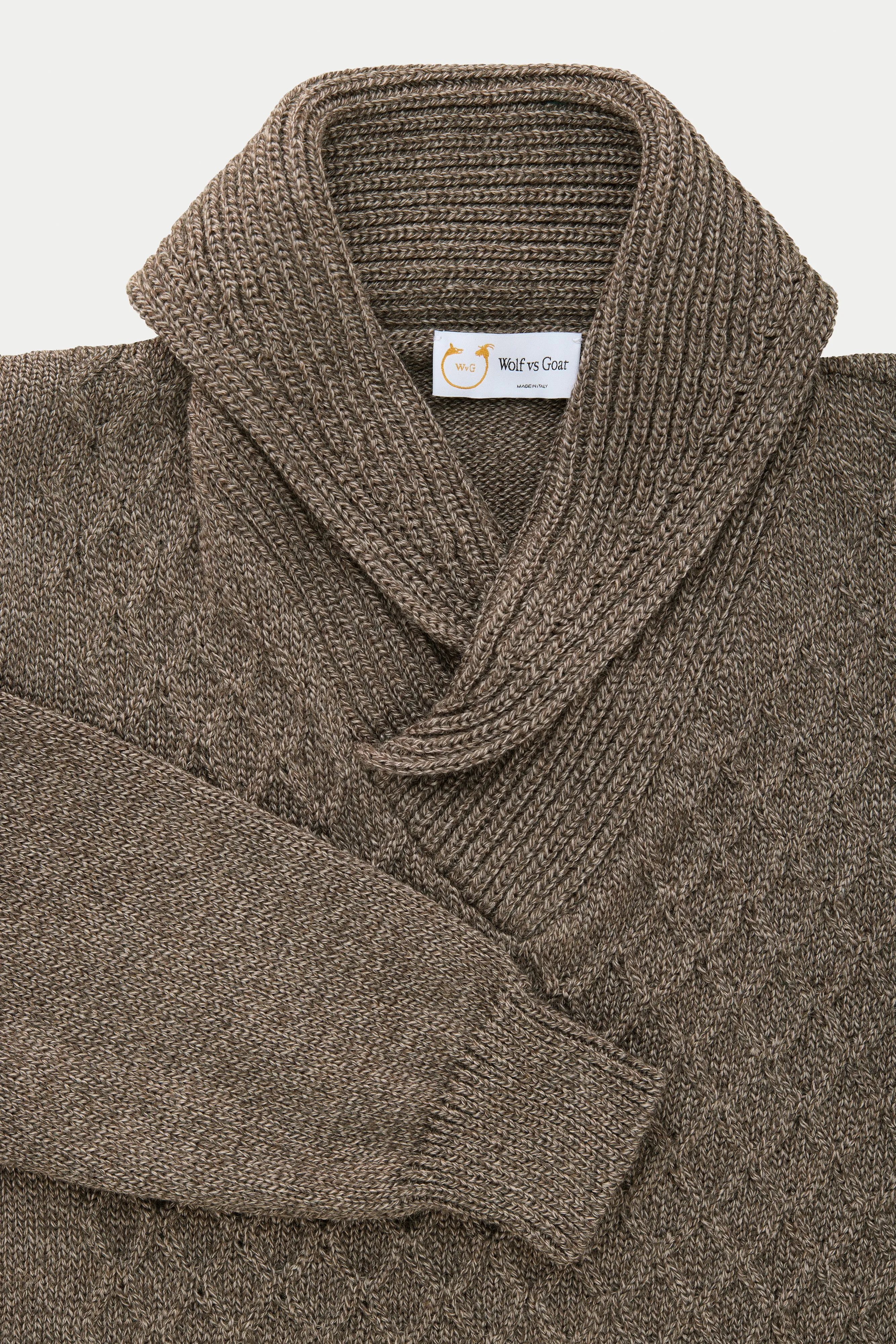 Long Sleeve Wool Knitted Shawl Collar Sweater 3 Color Options