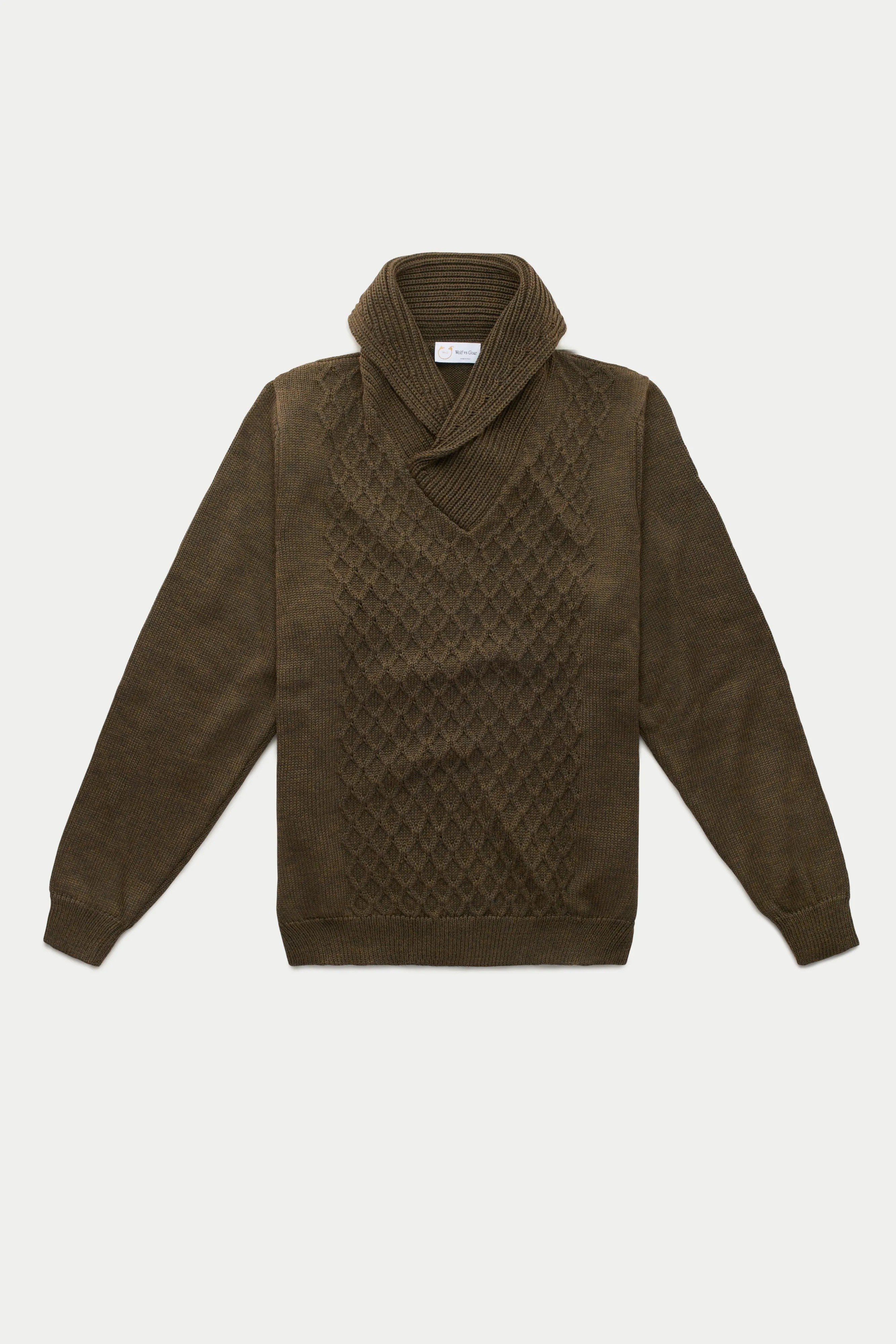 Long Sleeve Wool Knitted Shawl Collar Sweater 3 Color Options