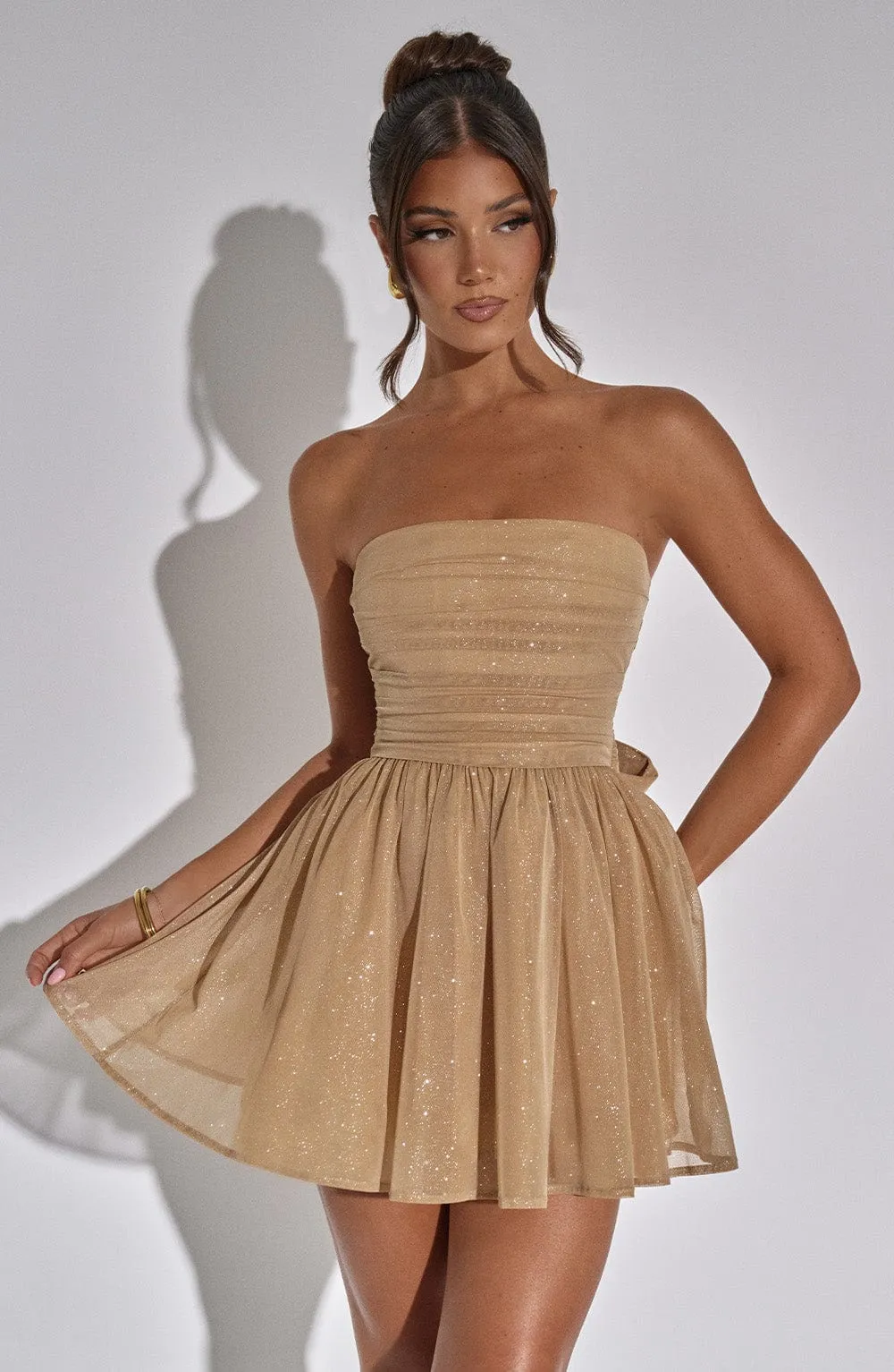 Luciana mini dress – gold glitter