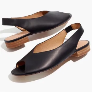 Madewell TAVI peep-toe slingback leather sandals true black 8 L6071