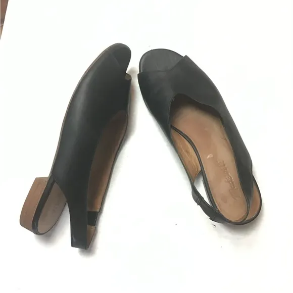Madewell TAVI peep-toe slingback leather sandals true black 8 L6071