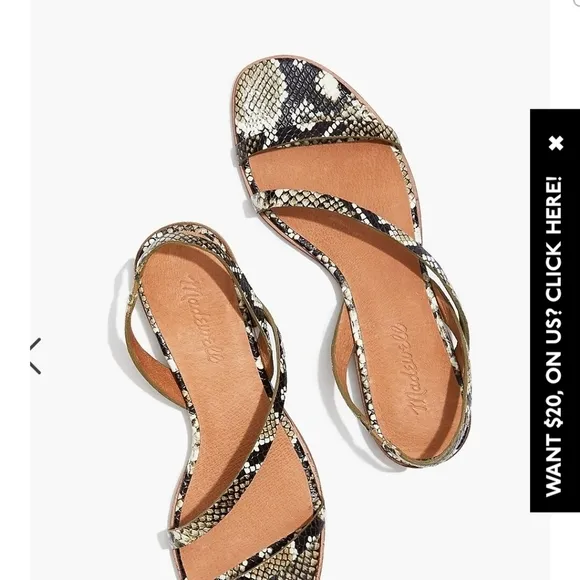 Madewell The Heidi Slingback Sandal inSnake Embossed leather size 8
