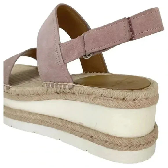 Marc Fisher LTD Platform Sandals 9M Gallia Pink Suede Jute Wrapped Slingback
