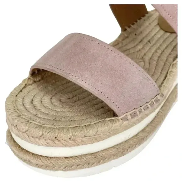 Marc Fisher LTD Platform Sandals 9M Gallia Pink Suede Jute Wrapped Slingback