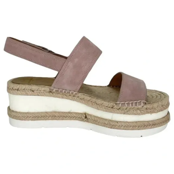 Marc Fisher LTD Platform Sandals 9M Gallia Pink Suede Jute Wrapped Slingback