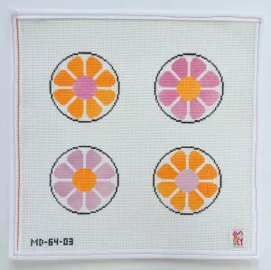 MD-64.03 - Mod Floral Coasters - Orange & Pink