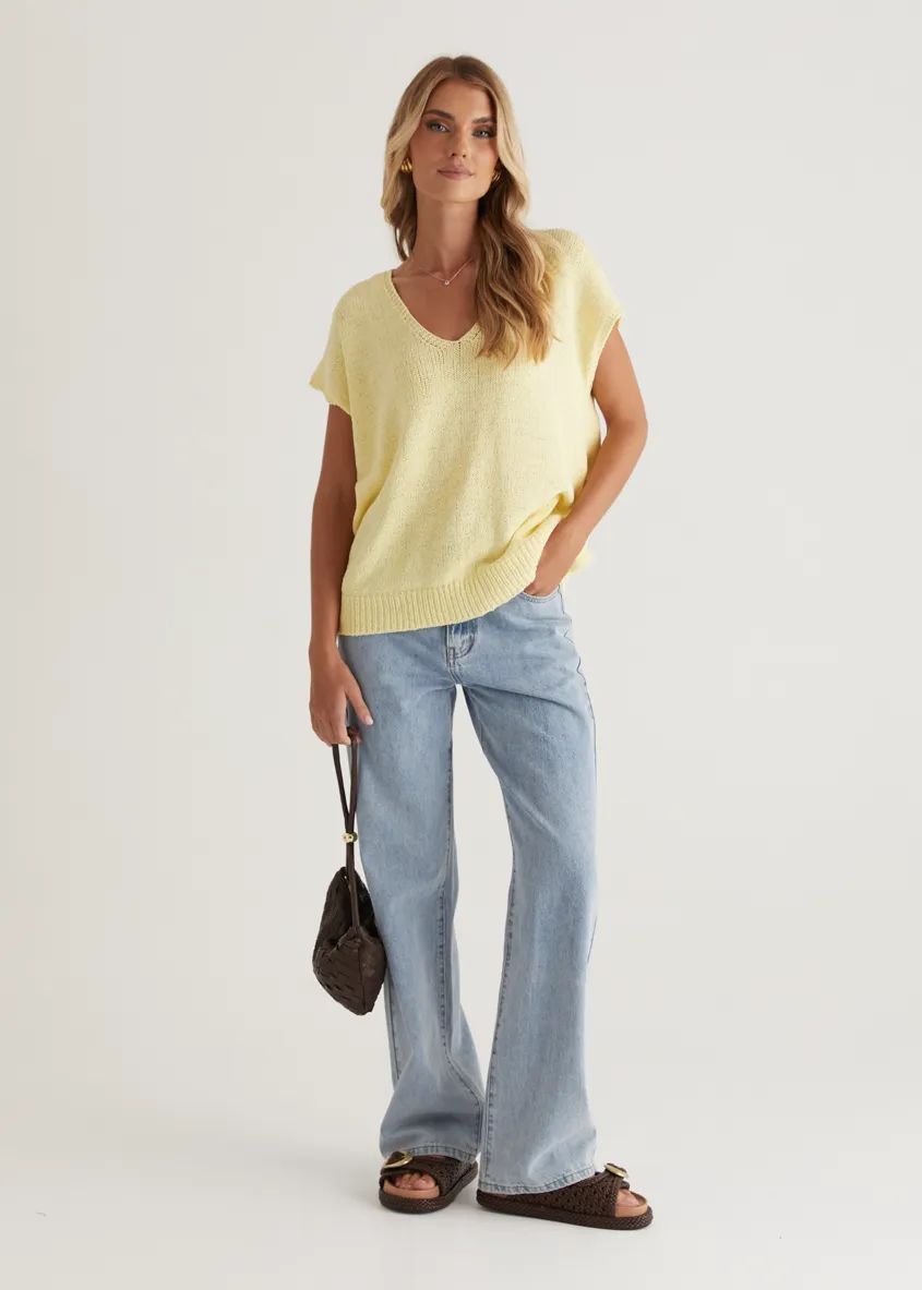 Melrose Knit Top - Lemon