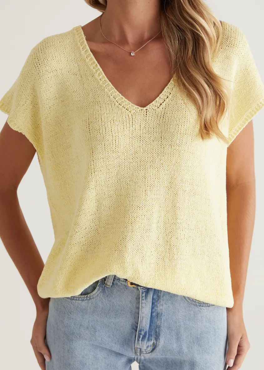 Melrose Knit Top - Lemon