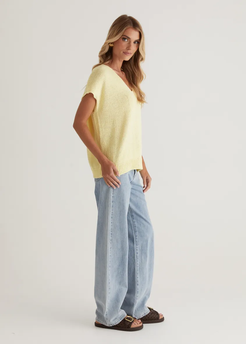 Melrose Knit Top - Lemon