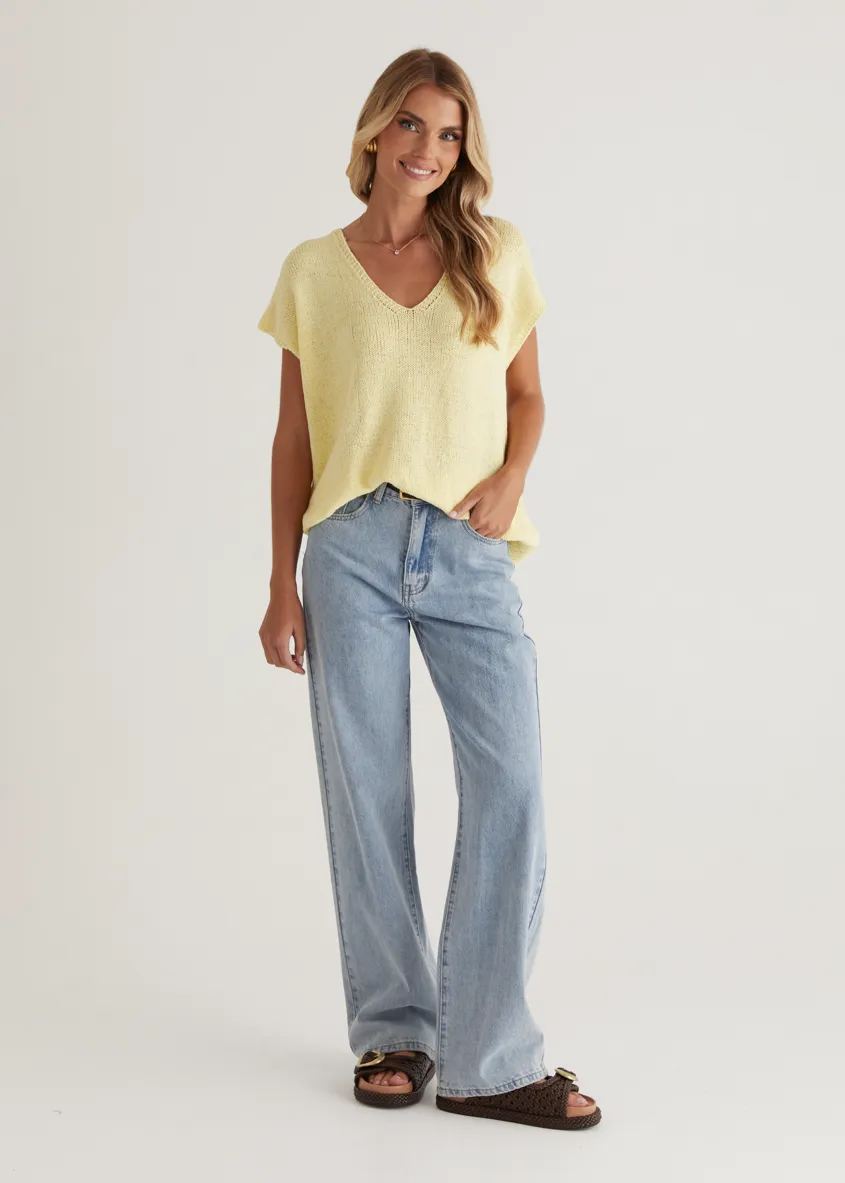 Melrose Knit Top - Lemon