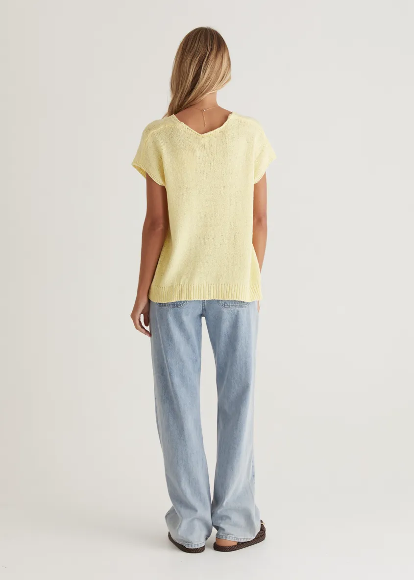 Melrose Knit Top - Lemon