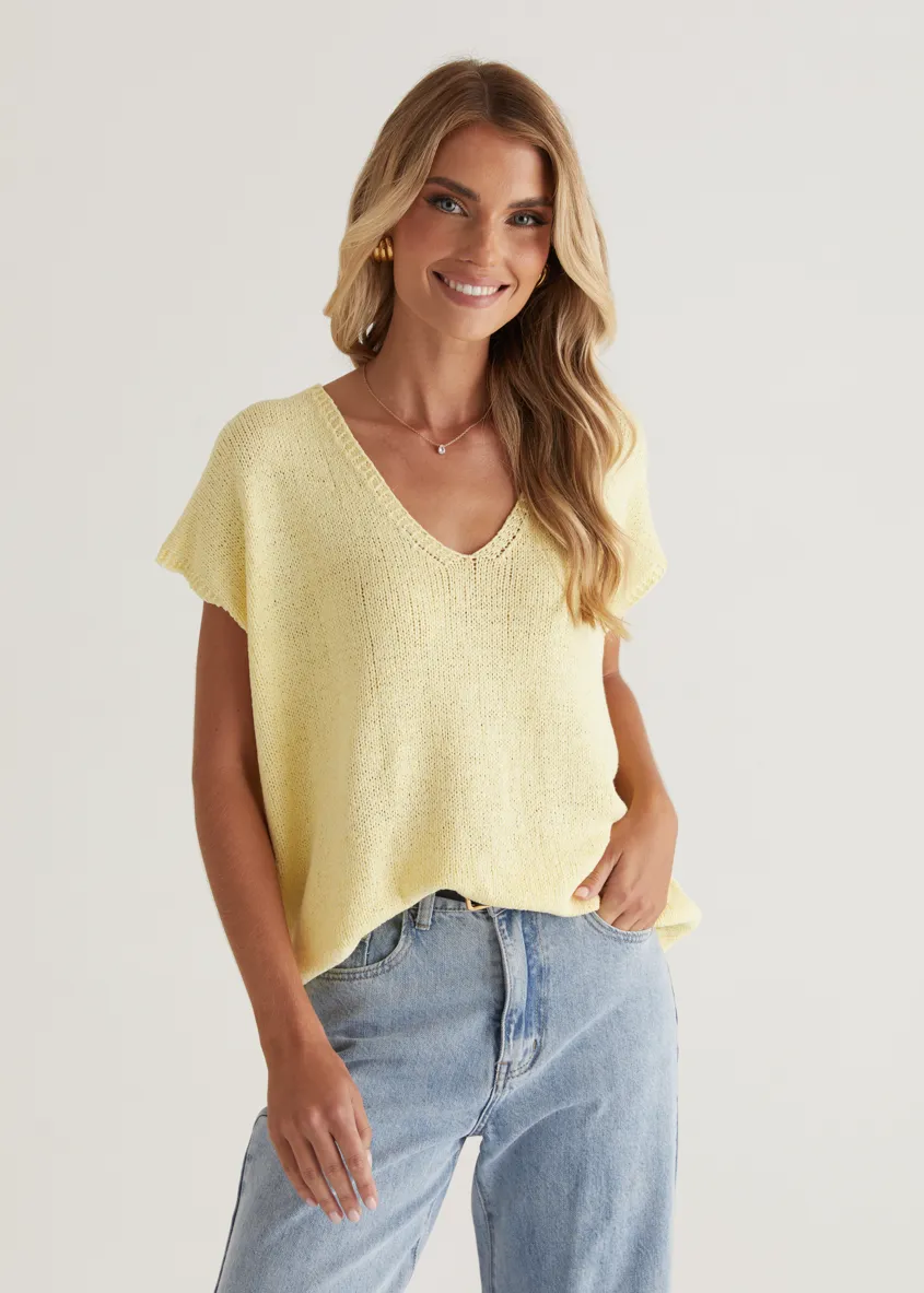 Melrose Knit Top - Lemon