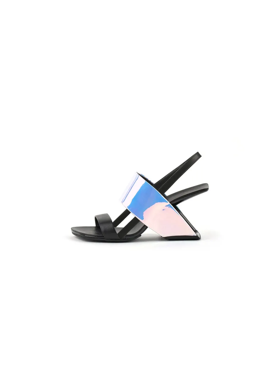 Metallic Reflective Leather Slingback