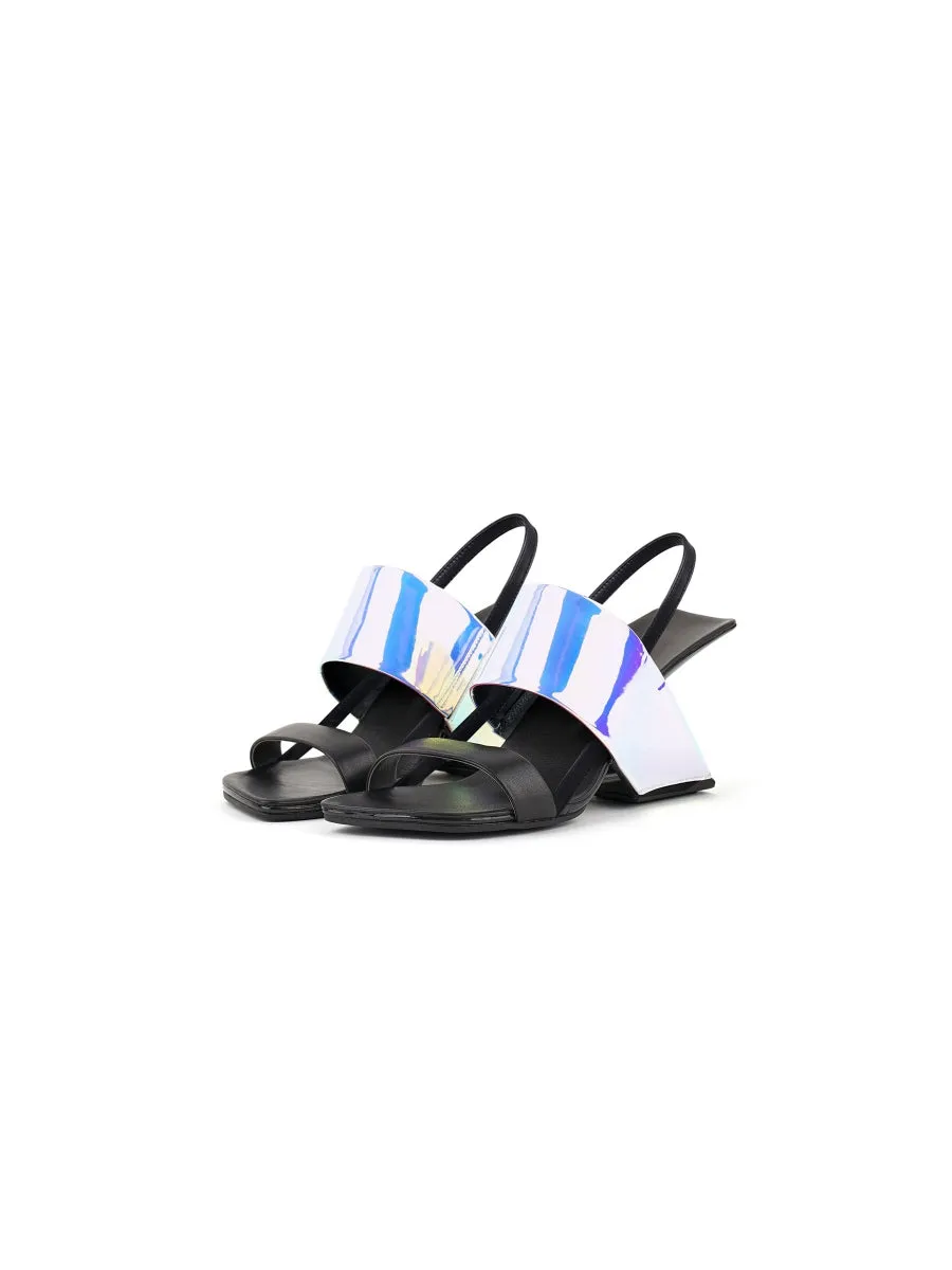 Metallic Reflective Leather Slingback