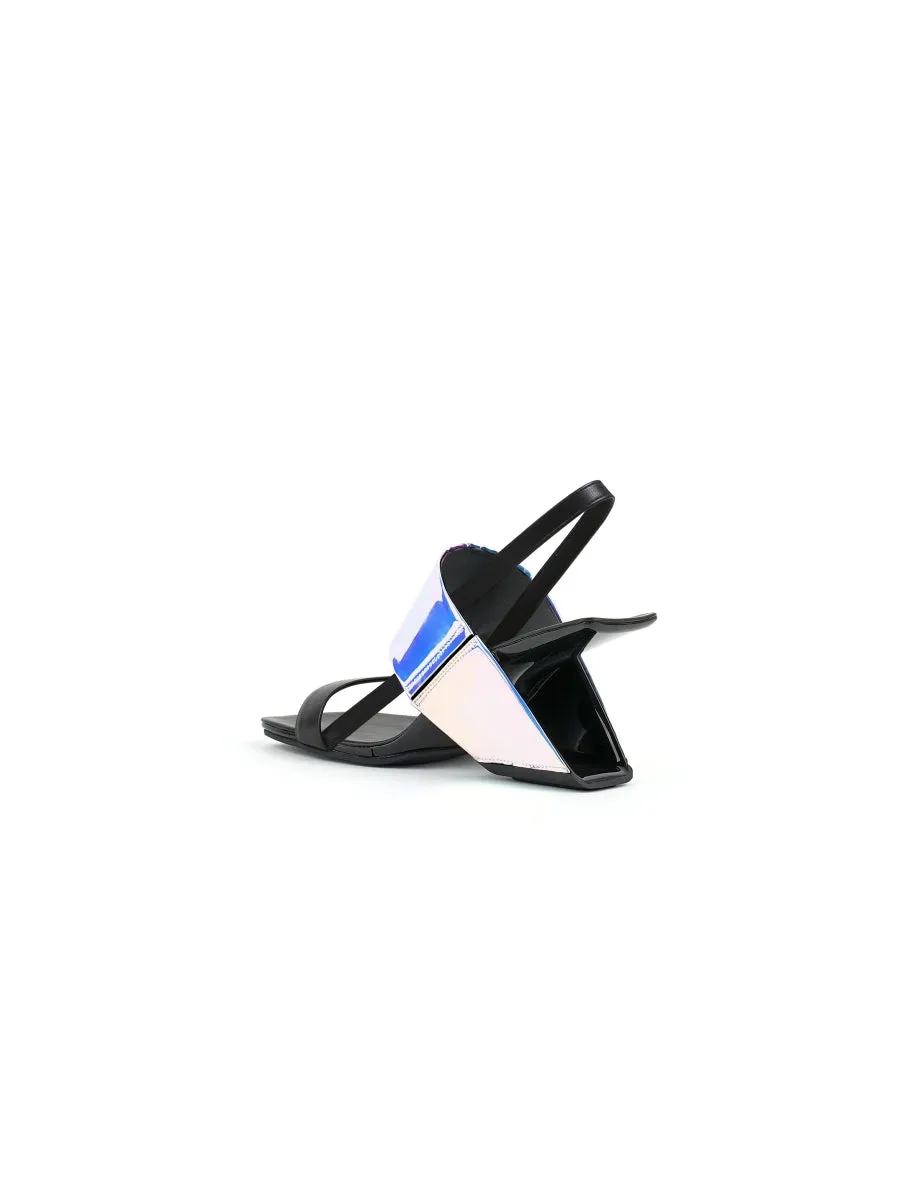 Metallic Reflective Leather Slingback