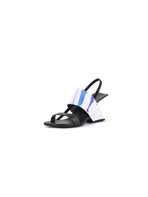 Metallic Reflective Leather Slingback