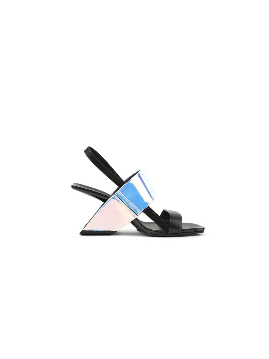 Metallic Reflective Leather Slingback