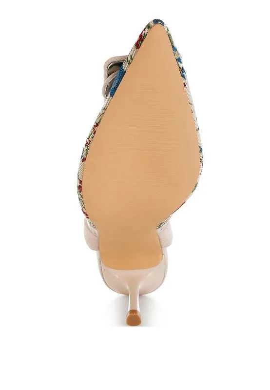 Miraya Embroidered Buckle Detail Stiletto Heels