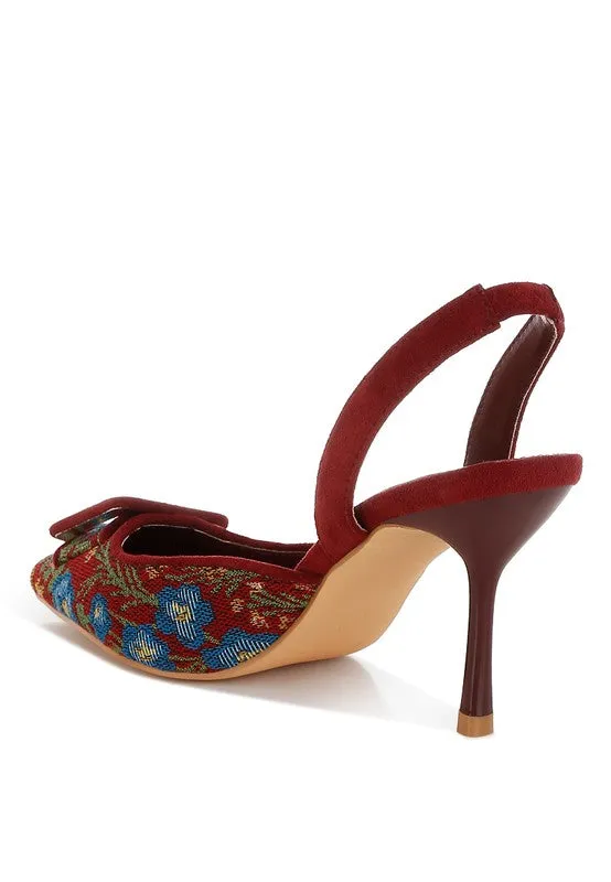 Miraya Embroidered Buckle Detail Stiletto Heels