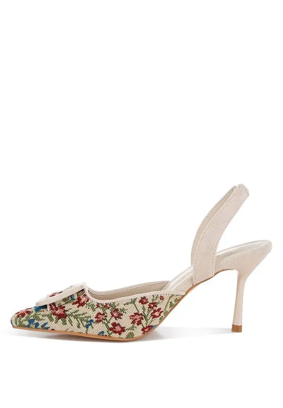 Miraya Embroidered Buckle Detail Stiletto Heels