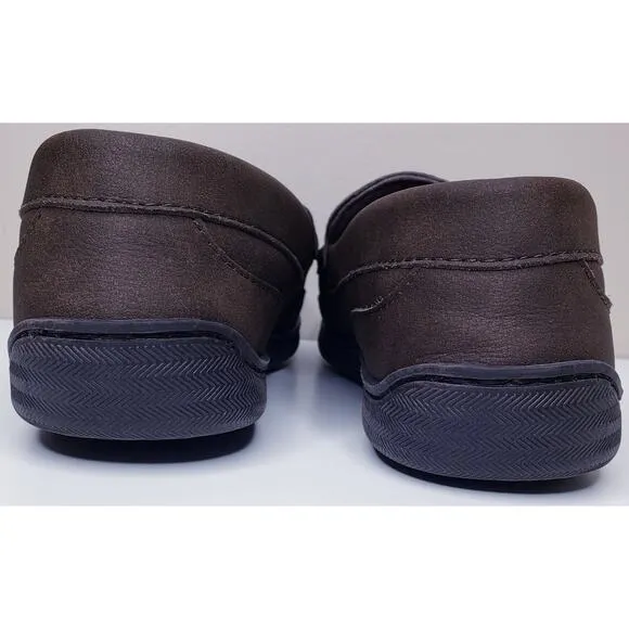 MY SLIPPERS (My Pillow) Brown Leather Slip On Moccasin Loafer Men's Size 12 EUC