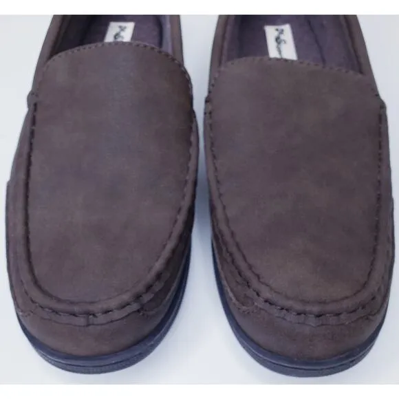 MY SLIPPERS (My Pillow) Brown Leather Slip On Moccasin Loafer Men's Size 12 EUC