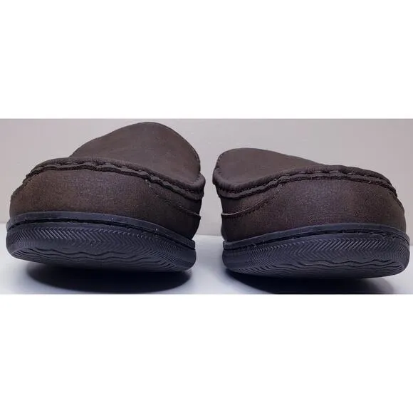 MY SLIPPERS (My Pillow) Brown Leather Slip On Moccasin Loafer Men's Size 12 EUC