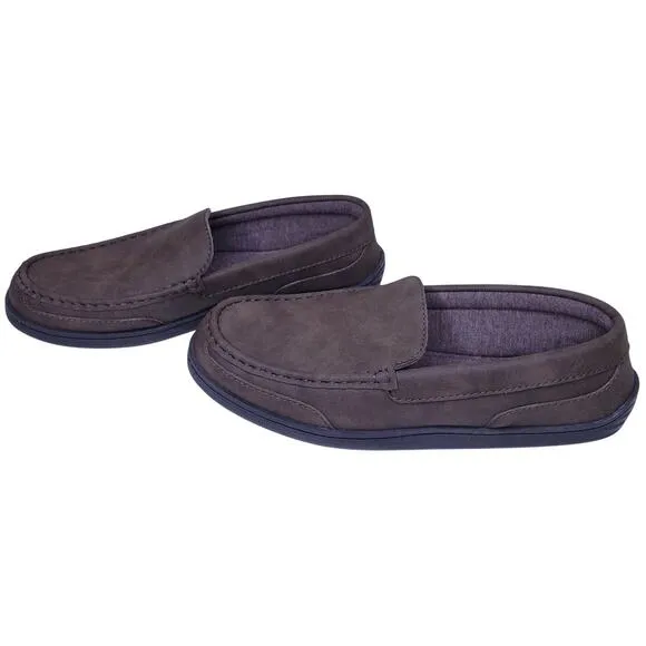 MY SLIPPERS (My Pillow) Brown Leather Slip On Moccasin Loafer Men's Size 12 EUC
