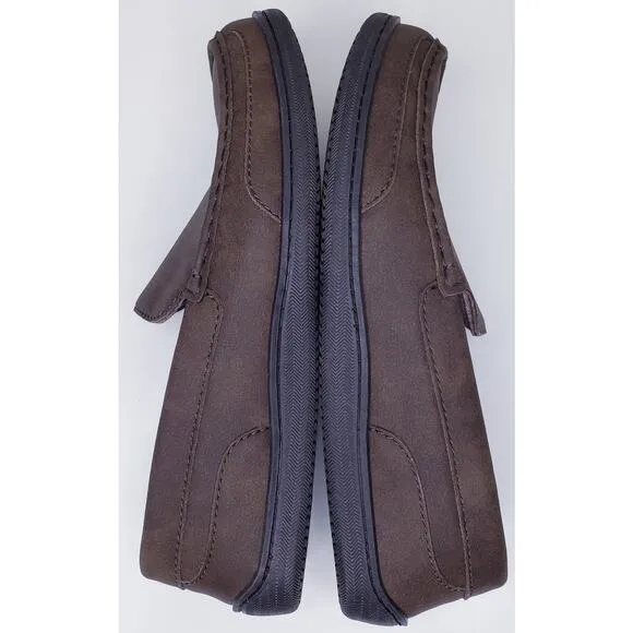MY SLIPPERS (My Pillow) Brown Leather Slip On Moccasin Loafer Men's Size 12 EUC