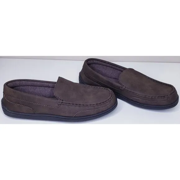 MY SLIPPERS (My Pillow) Brown Leather Slip On Moccasin Loafer Men's Size 12 EUC