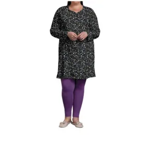 NEW ON THE PLUS SIDE cotton long sleeve sleep top - plus in black ditsy floral