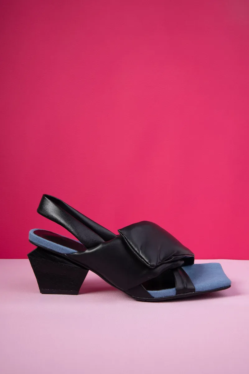 Nicolette Wrap Strap Leather Slingback - Black