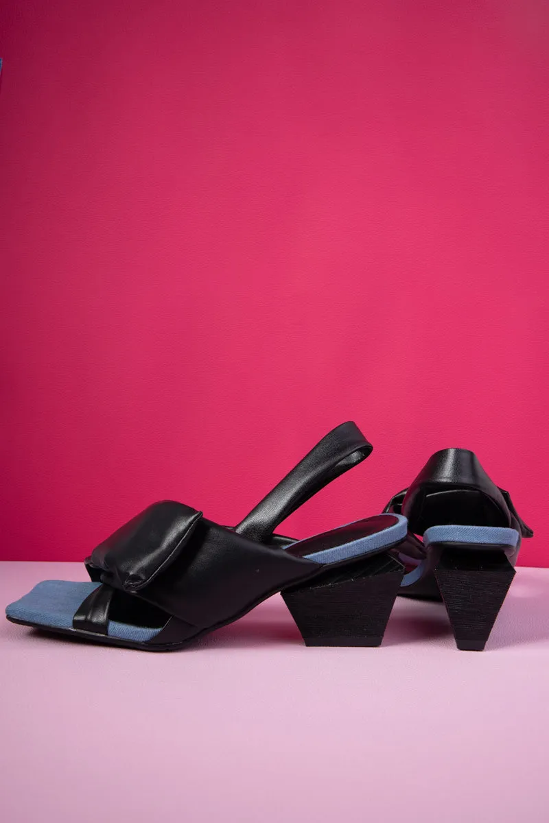 Nicolette Wrap Strap Leather Slingback - Black