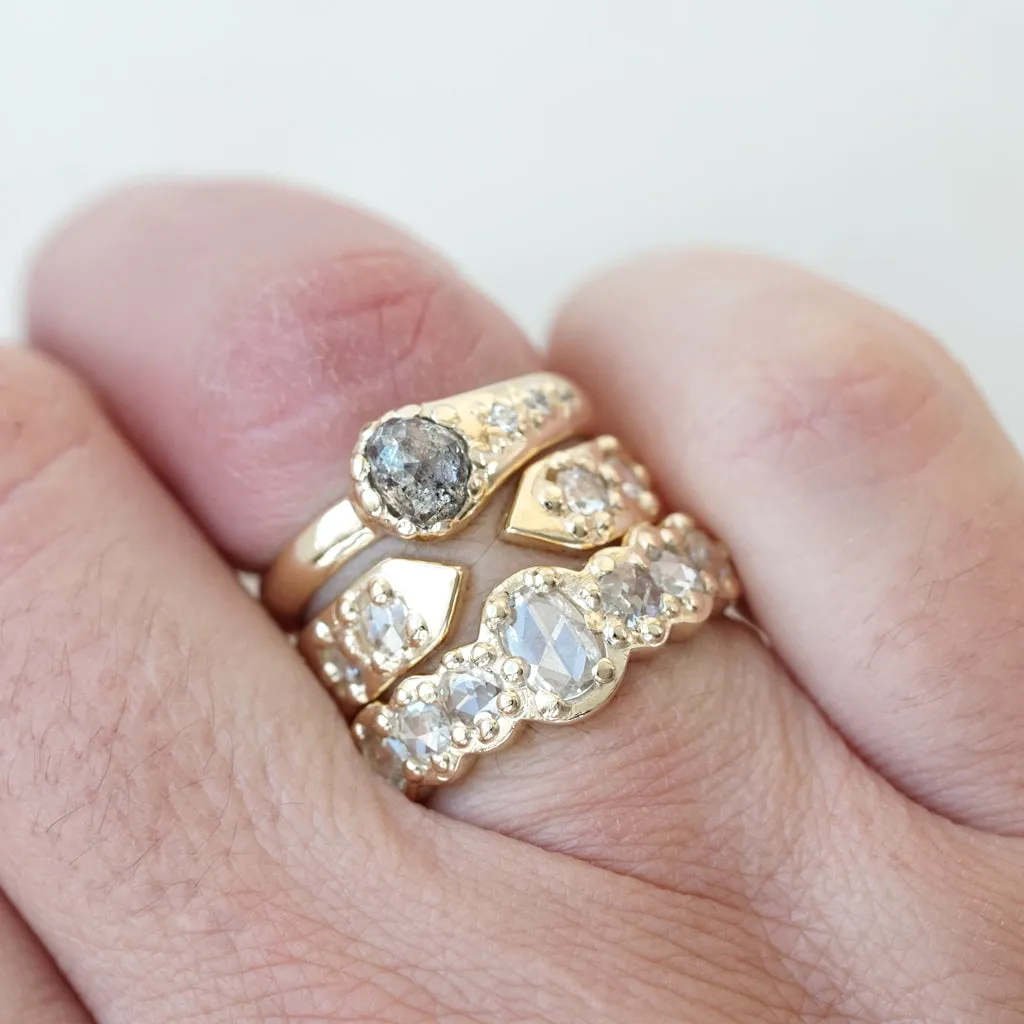 Open Band with Rose Cut white diamonds