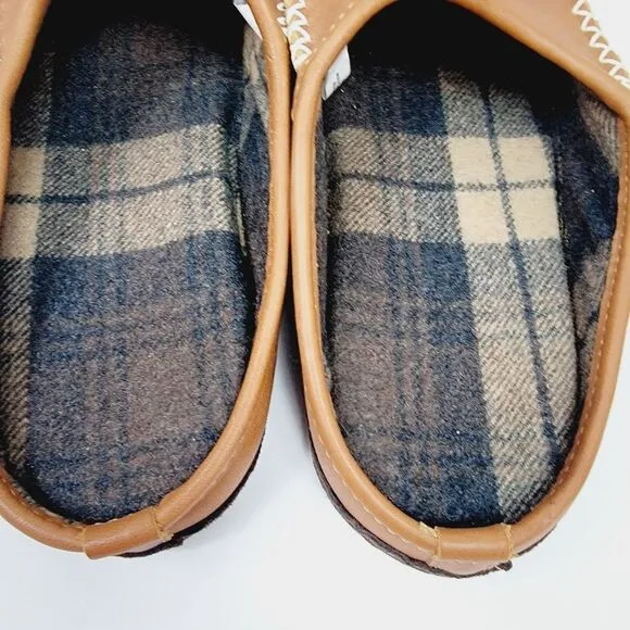 Orvis Lodge Brown Leather Slip On Mocs Slippers Size 9