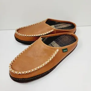 Orvis Lodge Brown Leather Slip On Mocs Slippers Size 9