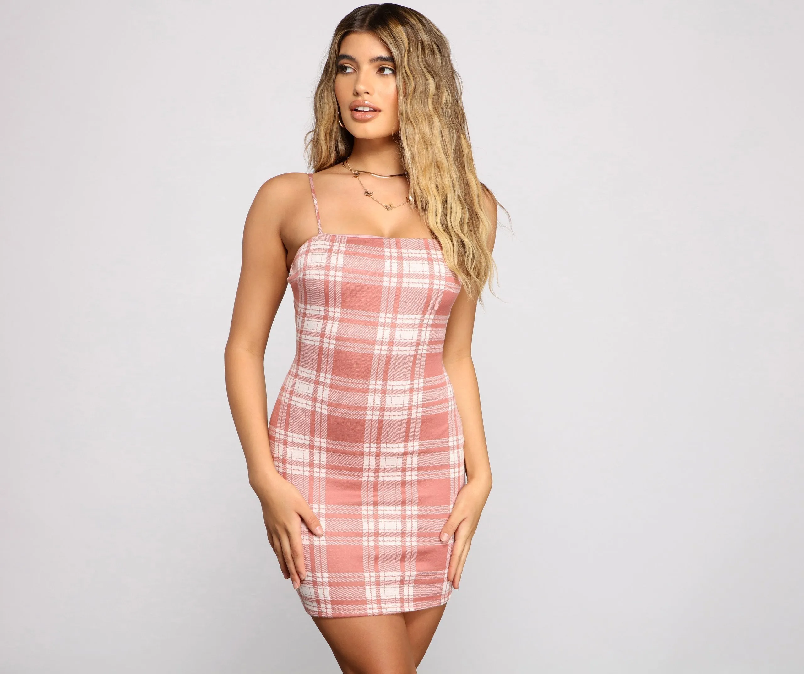 Pep It Up Charming Plaid Mini Dress