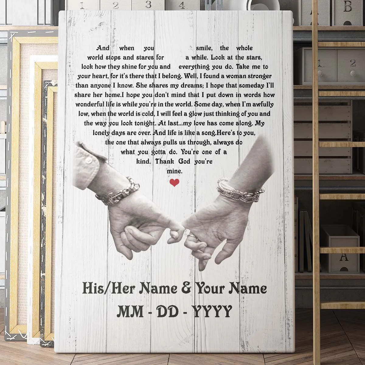 Personalized Custom Anniversary Song Name Date Canvas Wall Art Canvas Print Couple Hanging Poster Home Decor