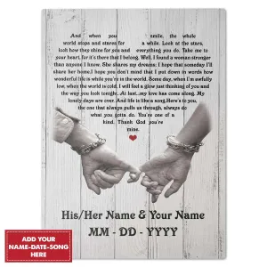 Personalized Custom Anniversary Song Name Date Canvas Wall Art Canvas Print Couple Hanging Poster Home Decor