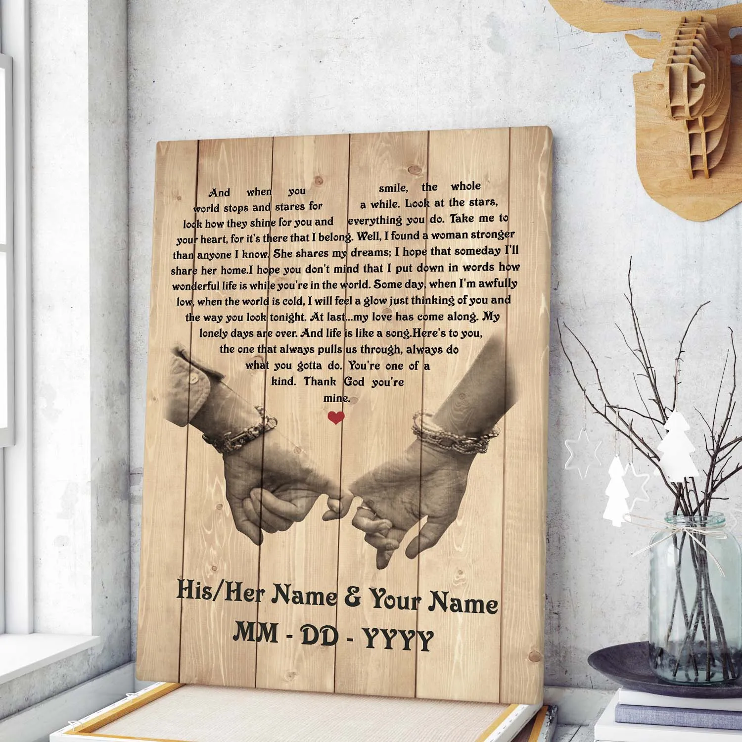 Personalized Custom Anniversary Song Name Date Canvas Wall Art Canvas Print Couple Hanging Poster Home Decor