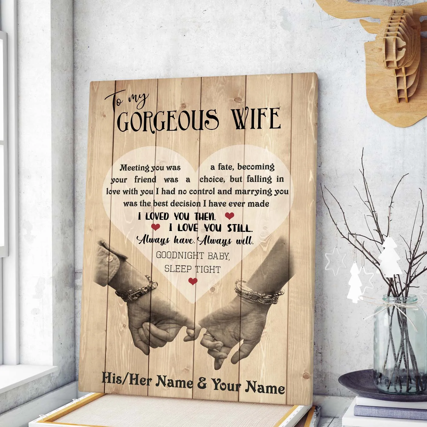 Personalized Custom Name To My Gorgeous Wife Canvas Wall Art Canvas Print Couple Hanging Poster Home Decor