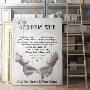 Personalized Custom Name To My Gorgeous Wife Canvas Wall Art Canvas Print Couple Hanging Poster Home Decor