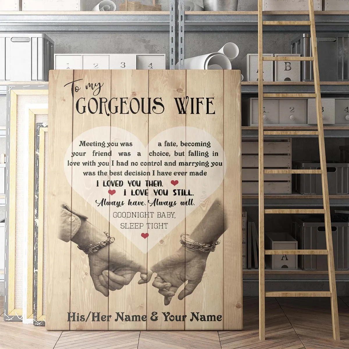 Personalized Custom Name To My Gorgeous Wife Canvas Wall Art Canvas Print Couple Hanging Poster Home Decor