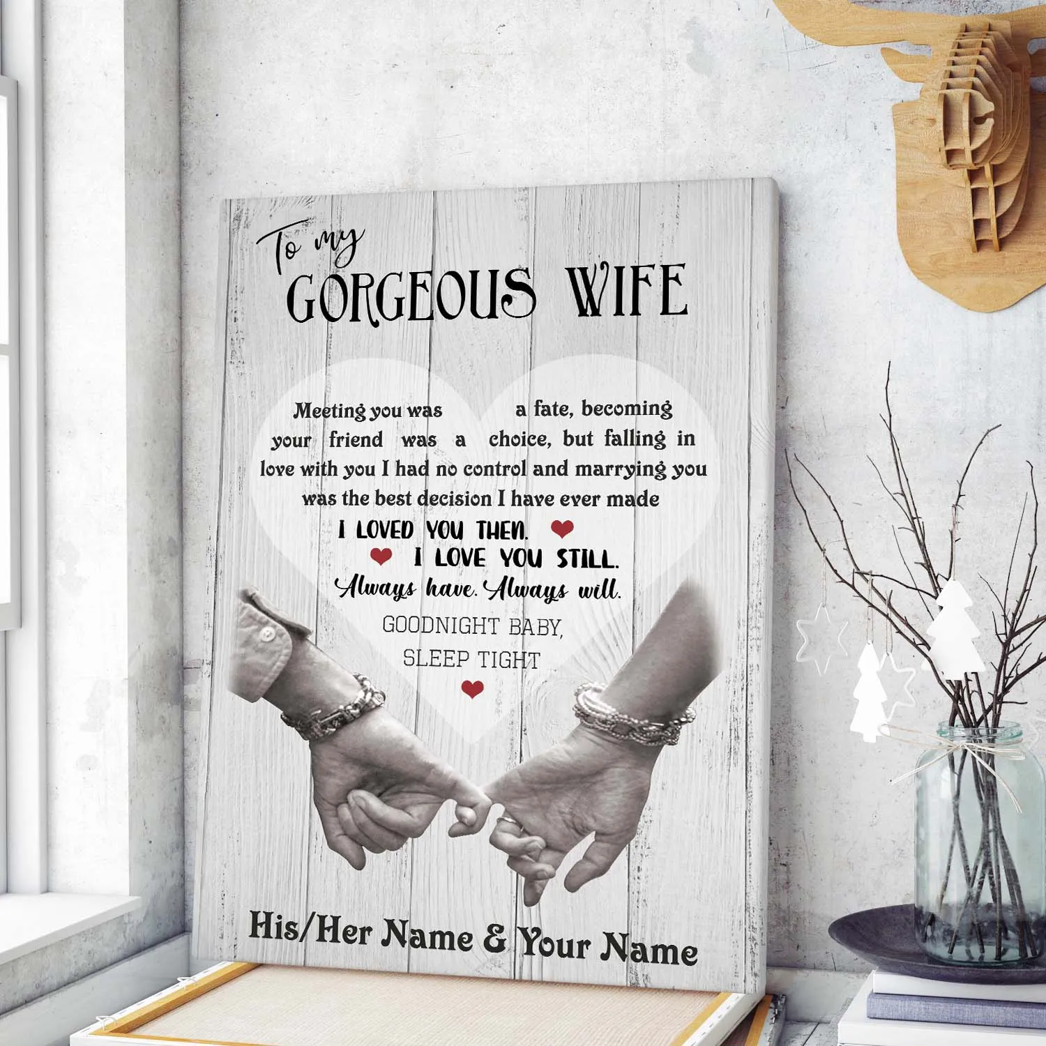Personalized Custom Name To My Gorgeous Wife Canvas Wall Art Canvas Print Couple Hanging Poster Home Decor