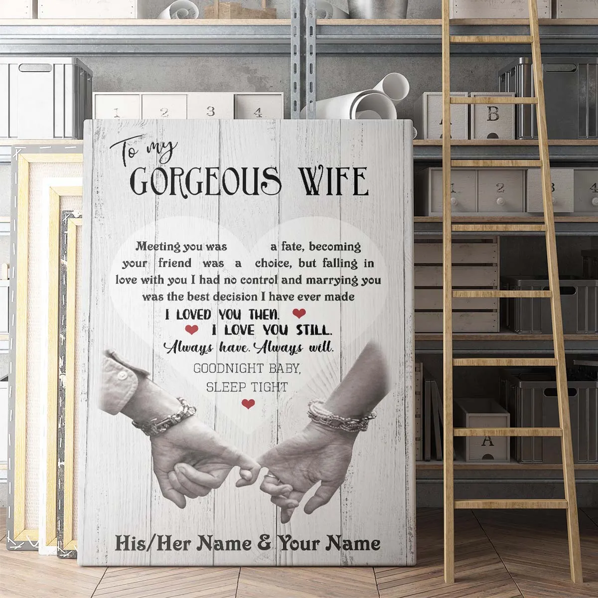 Personalized Custom Name To My Gorgeous Wife Canvas Wall Art Canvas Print Couple Hanging Poster Home Decor