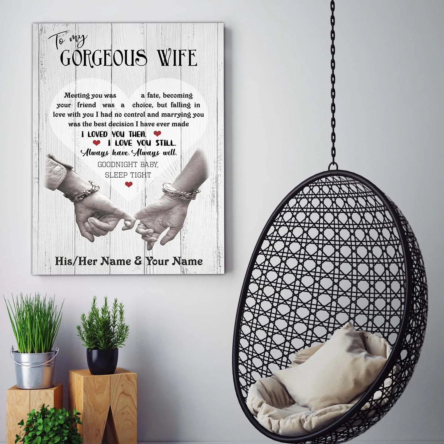 Personalized Custom Name To My Gorgeous Wife Canvas Wall Art Canvas Print Couple Hanging Poster Home Decor